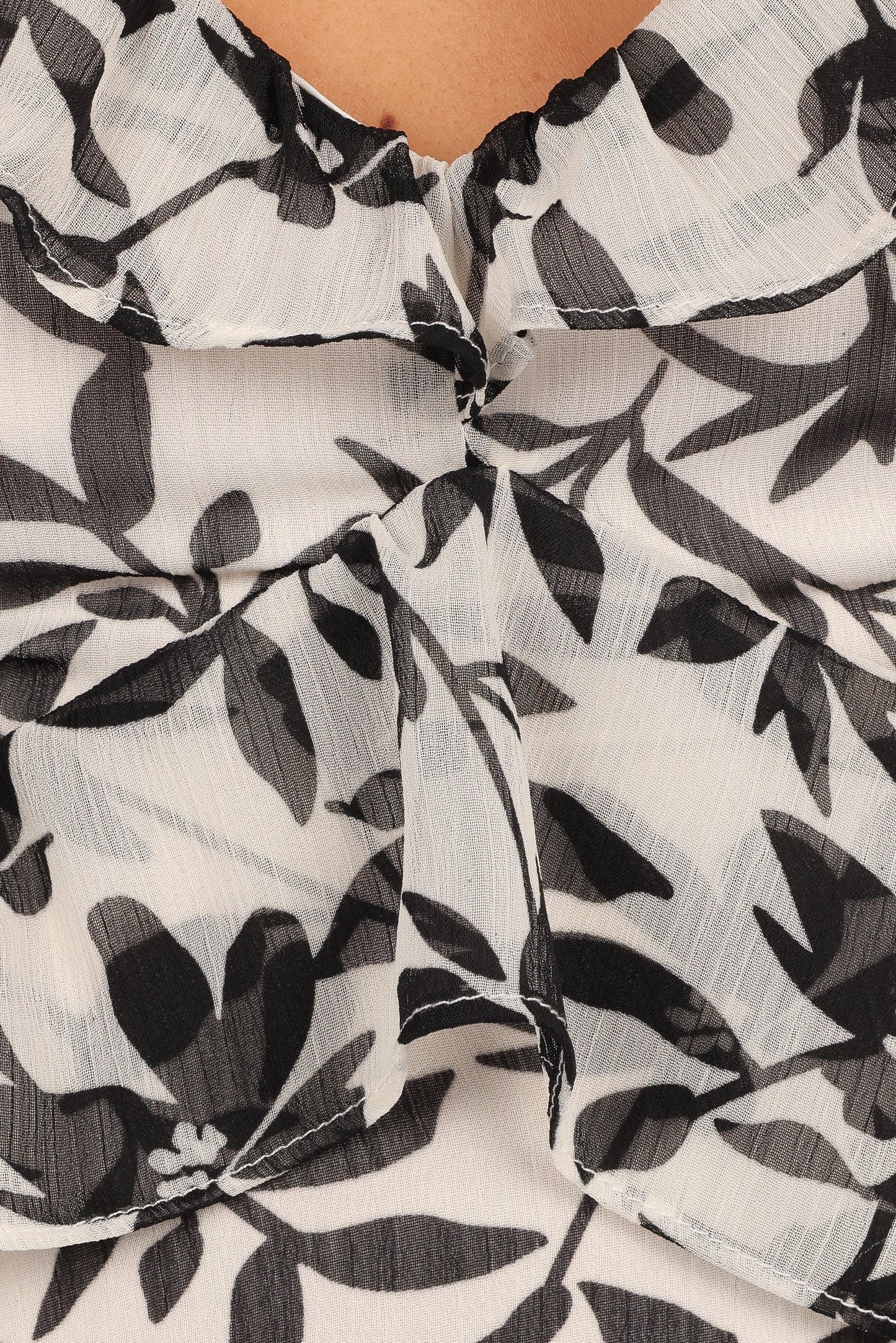 Rori Ruffle Maxi Dress White Black Floral