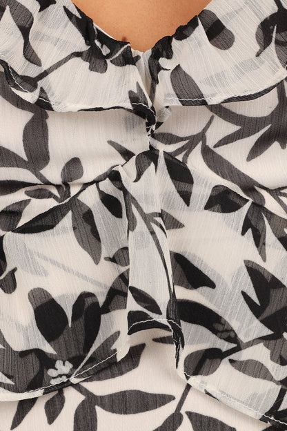 Rori Ruffle Maxi Dress White Black Floral