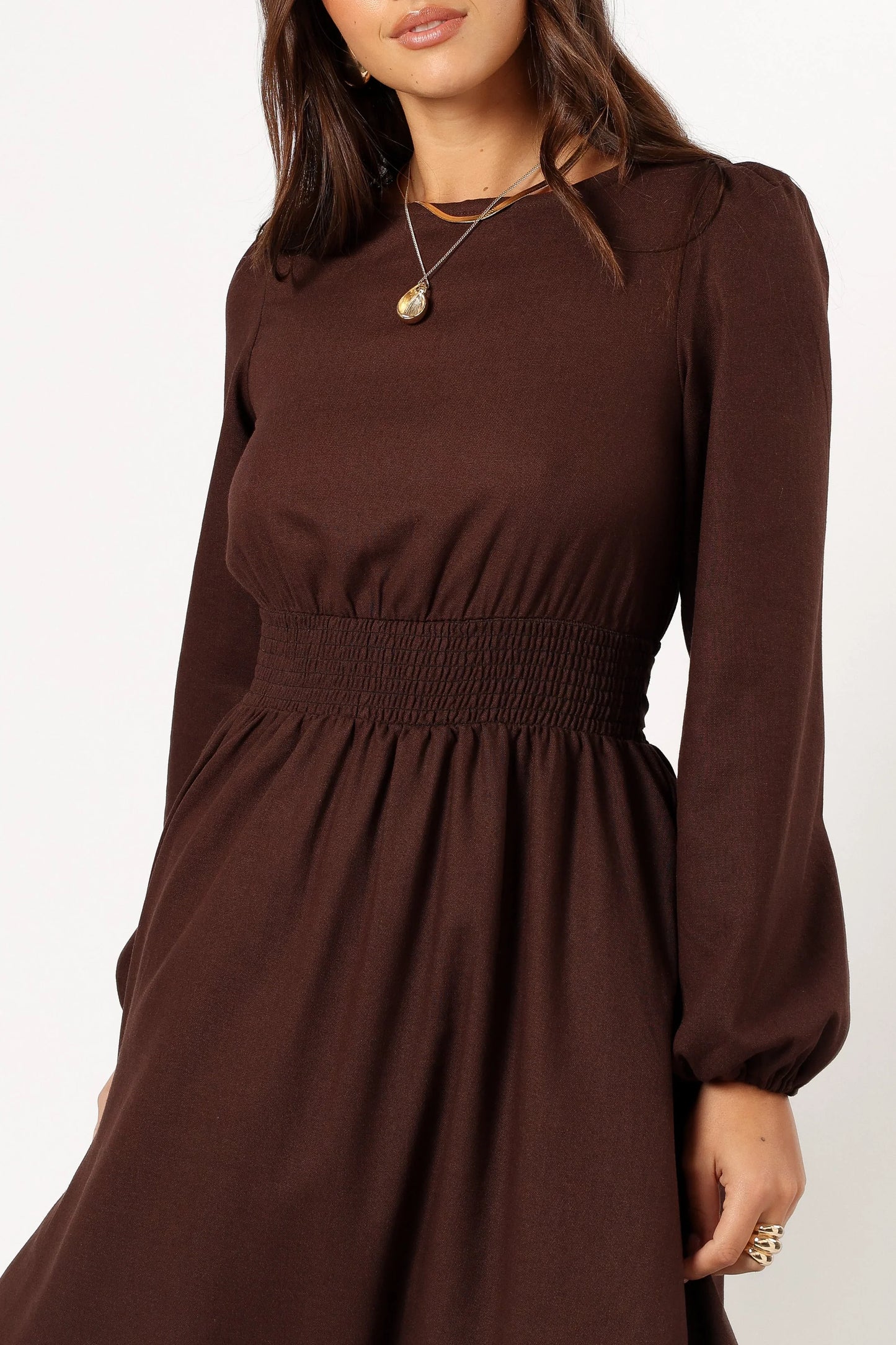 Roman Long Sleeve Maxi Dress Brown