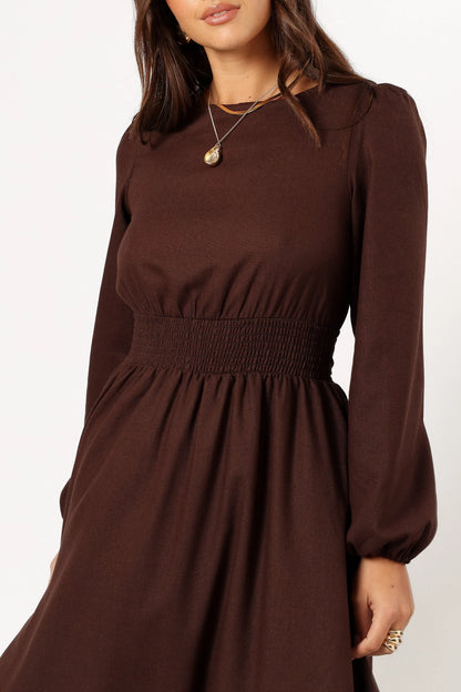 Roman Long Sleeve Maxi Dress Brown