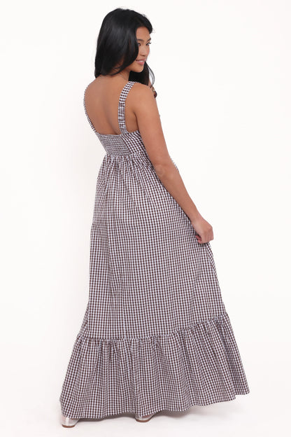 Reid Maxi Dress Brown Gingham