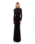 Showstopper black dress with semi transparent inserts