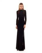 Showstopper black dress with semi transparent inserts