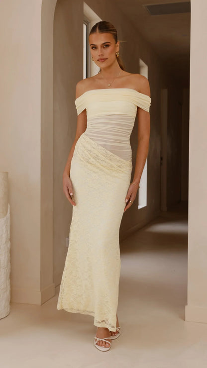 Tiarna Off The Shoulder Maxi Dress Yellow