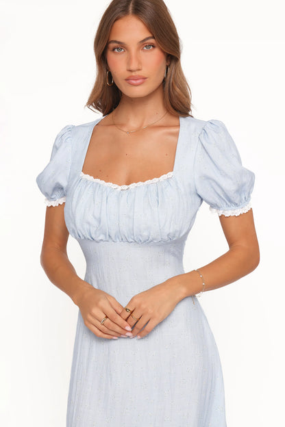Francine Lace Midi Dress Blue Ditsy Floral