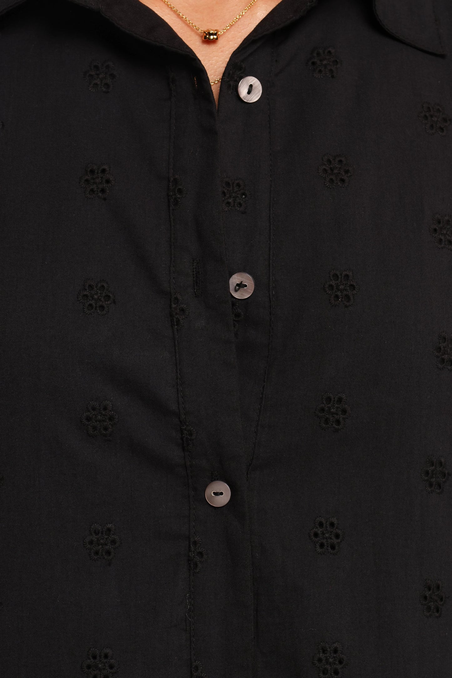 Grady Collared Shirt Dress Black