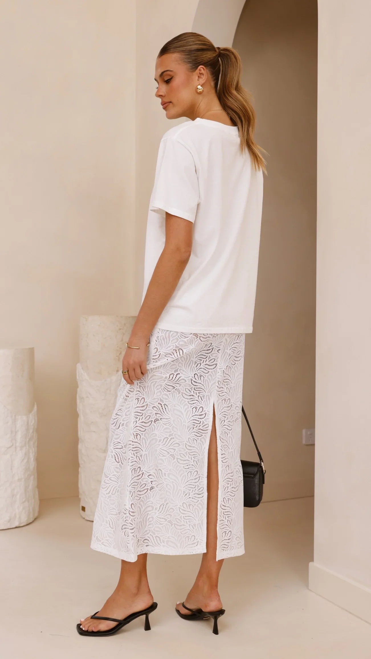 Louisa Lace Maxi Skirt White