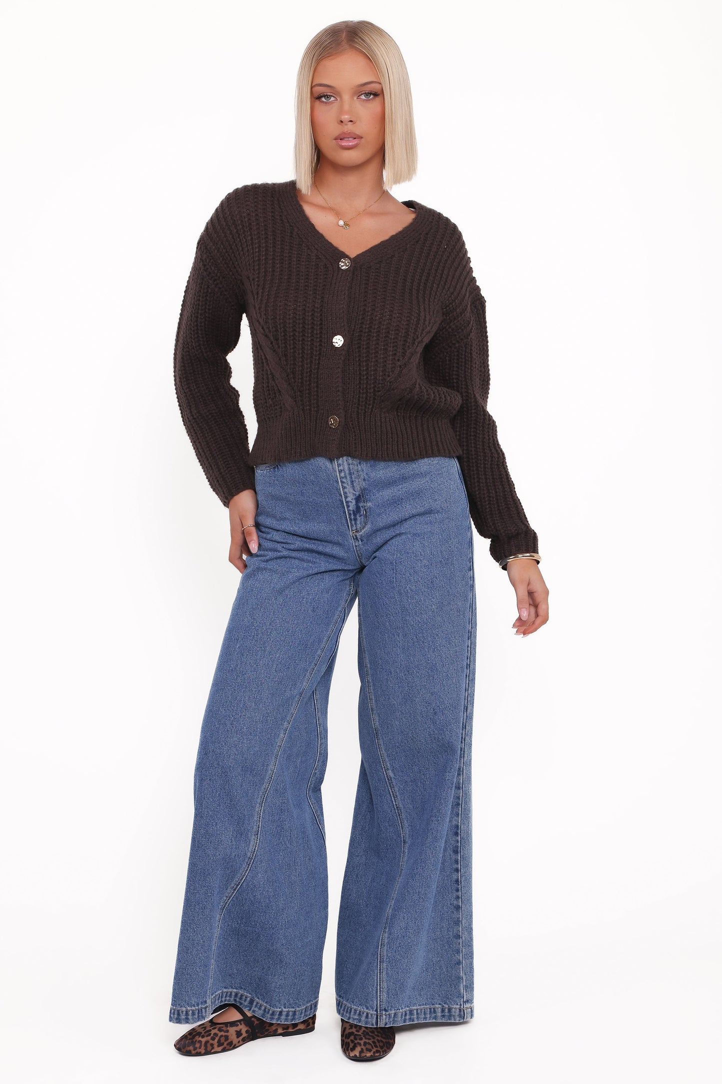 Henderson Thick Knit Cardigan Brown