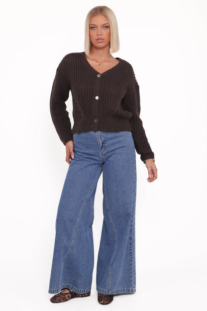 Henderson Thick Knit Cardigan Brown
