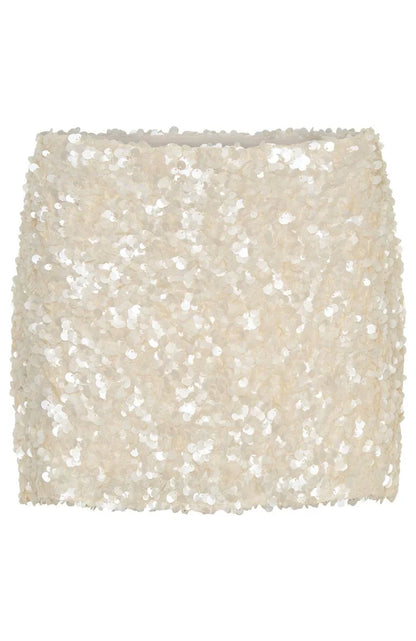 Soft Power Sequin Mini Skirt Cream