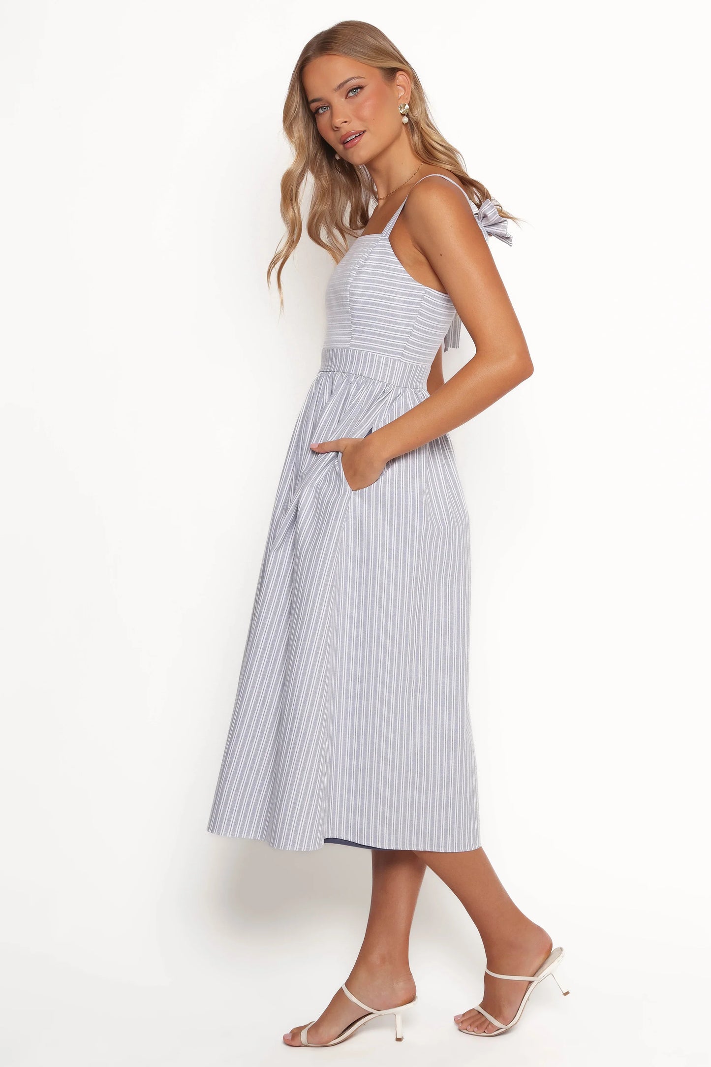 Johanna Midi Dress Grey White