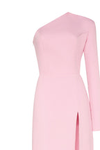 Pink Long sleeved dress with sharp shoulder cut