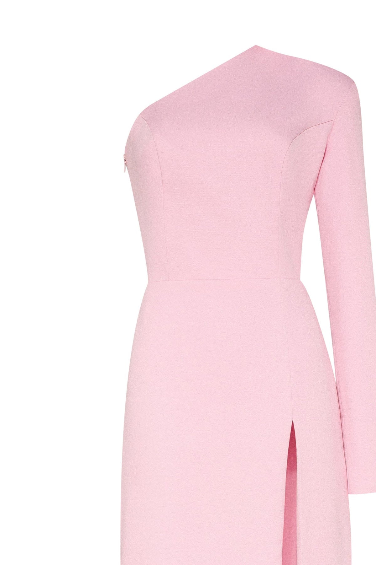 Pink Long sleeved dress with sharp shoulder cut