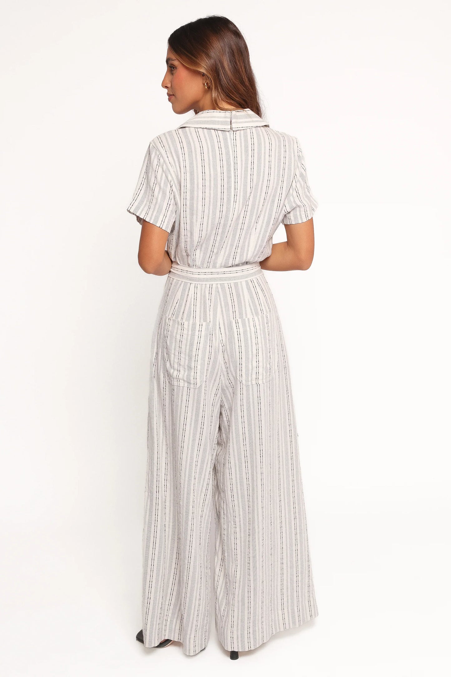 Daila Tie Waist Jumpsuit White Black