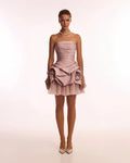 Rosette mini dress in misty rose Glow Up