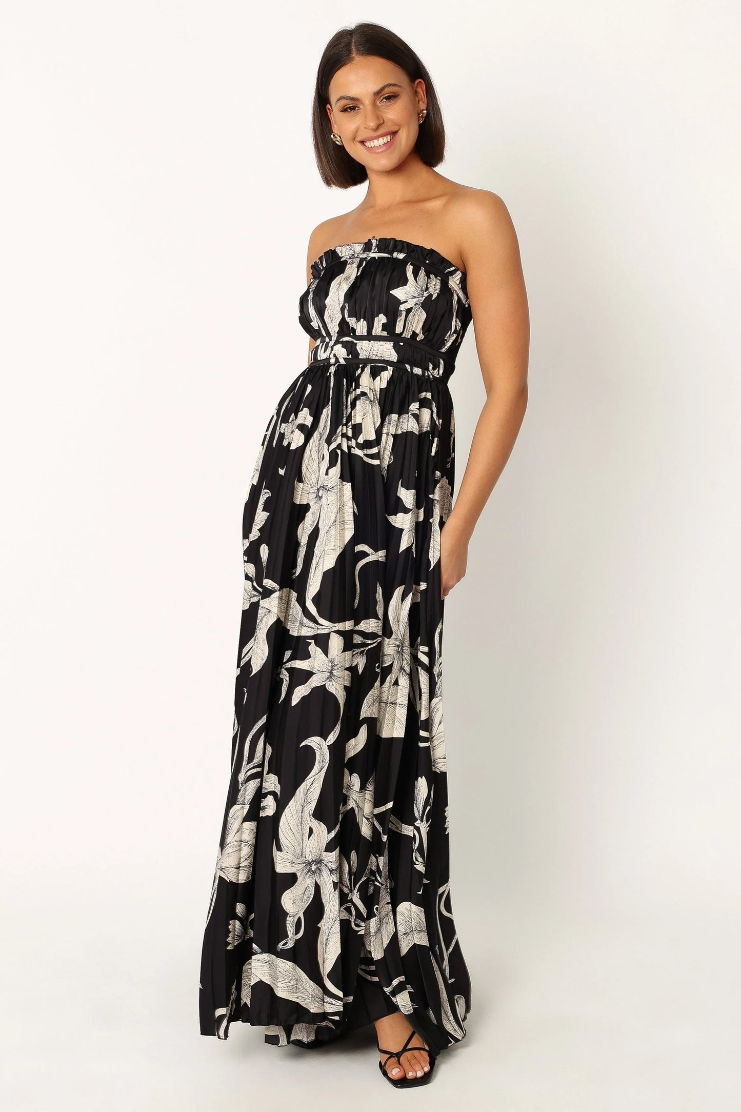 Angelique Strapless Maxi Dress Black Floral