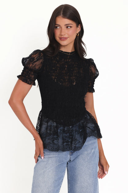 Adeline Peplum Top Black
