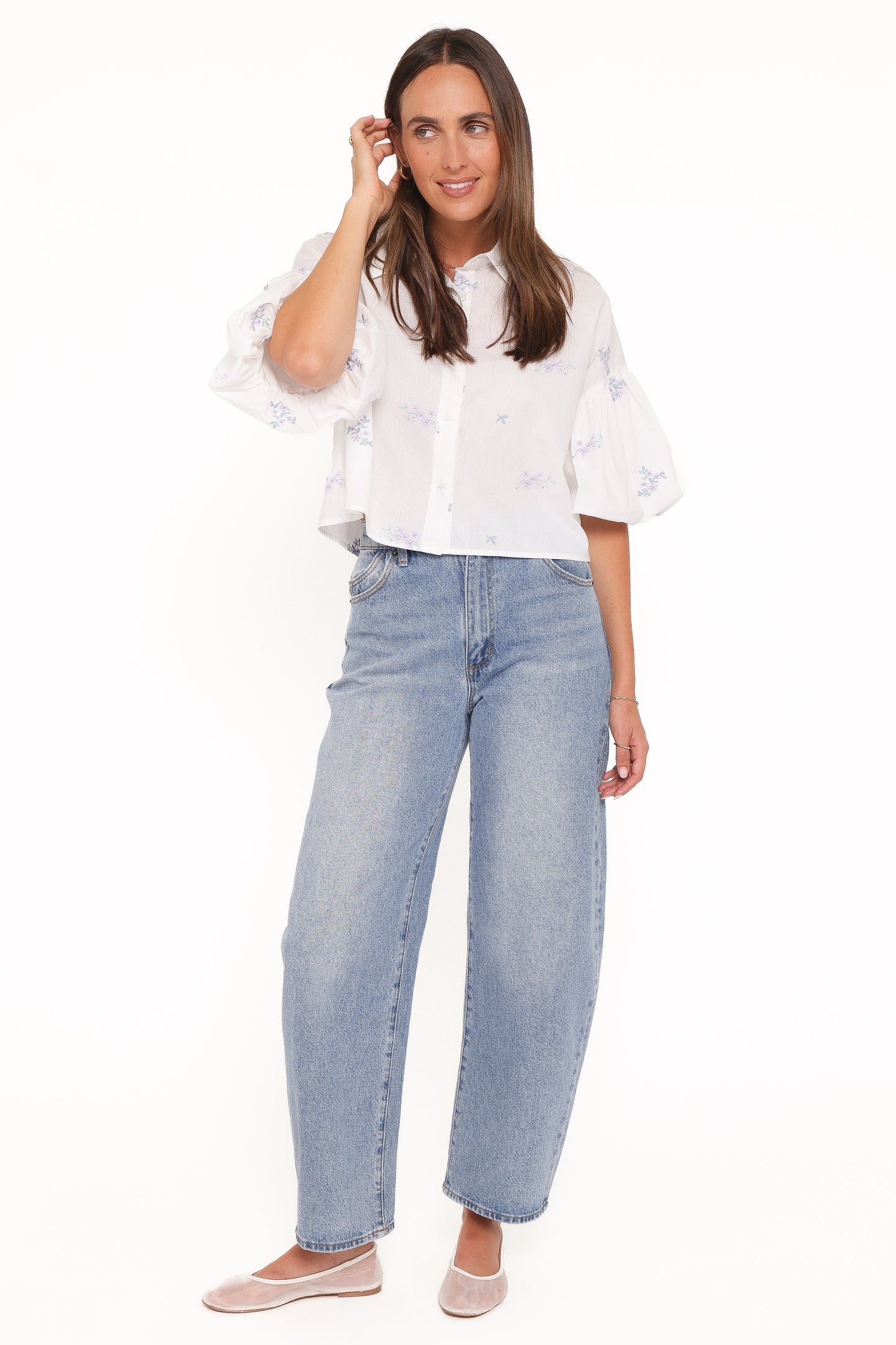 Luneth Button Up Blouse White