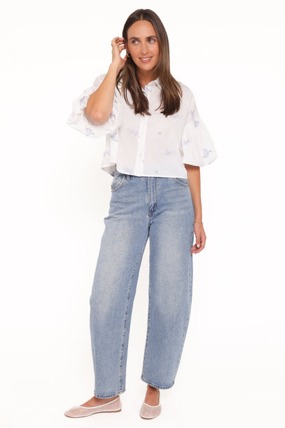 Luneth Button Up Blouse White