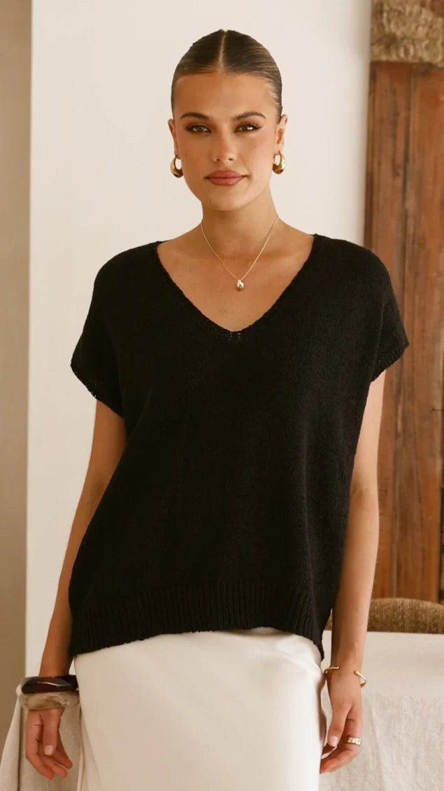 Stelaria Knit Top Black