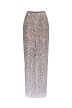 Showstopper fully sequined silver fitted maxi skirt Midnight Walk