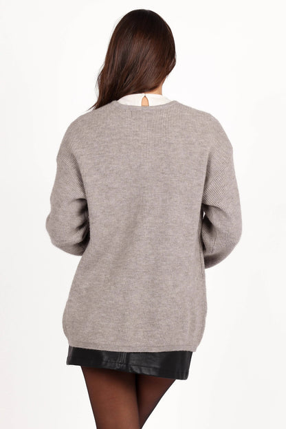 Astor Classic Button Up Cardigan Light Grey