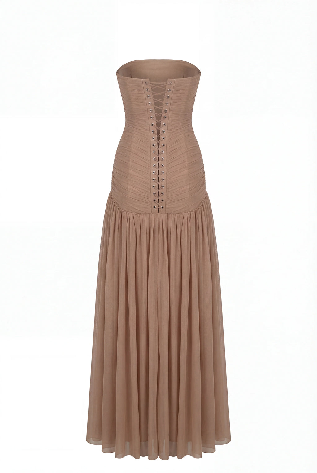 Maxi Dress in Italian Mesh with Corset Bodice