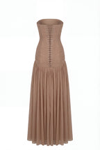 Maxi Dress in Italian Mesh with Corset Bodice