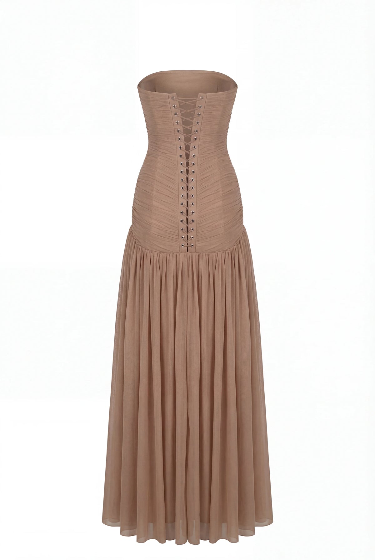 Maxi Dress in Italian Mesh with Corset Bodice