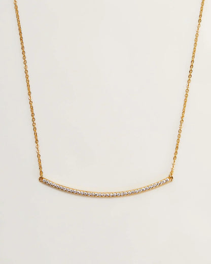 Simple Bar 18k Gold Plated Rhinestone Necklace