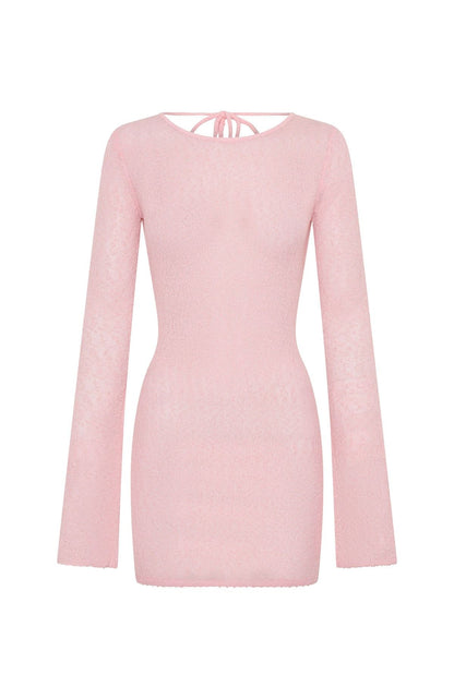 Stand And Stare Long Sleeve Mini Dress Blush Pink