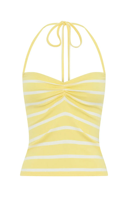 You Said Forever Halter Top Lemon Stripe