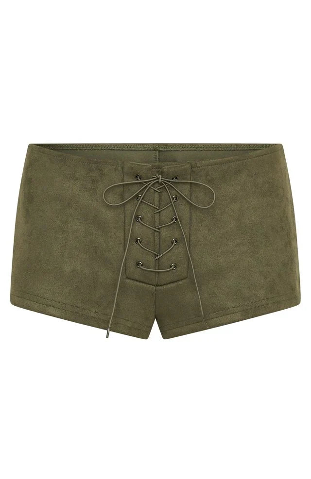 Dont Speak Faux Suede Shorts Cactus