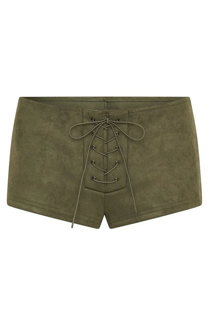 Dont Speak Faux Suede Shorts Cactus
