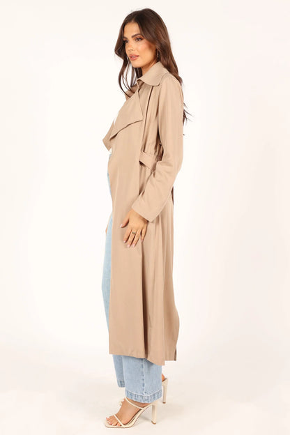 Robyn Tie Front Trench Coat Beige