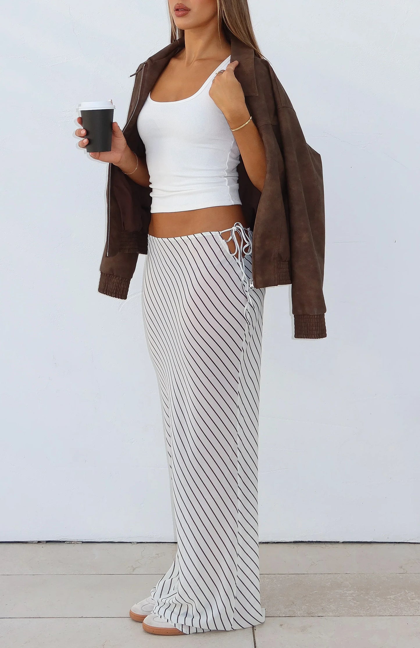 Luminous Maxi Skirt Cream Choc Stripe