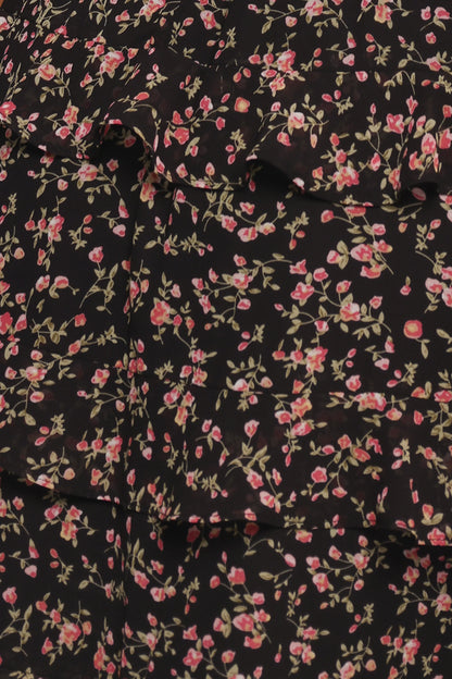 Wendi Ruffle Dress Black Floral