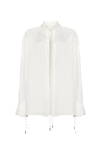 Elegant 3 piece set with white silk blouse white mini skirt and black crepe maxi skirt Xo Xo
