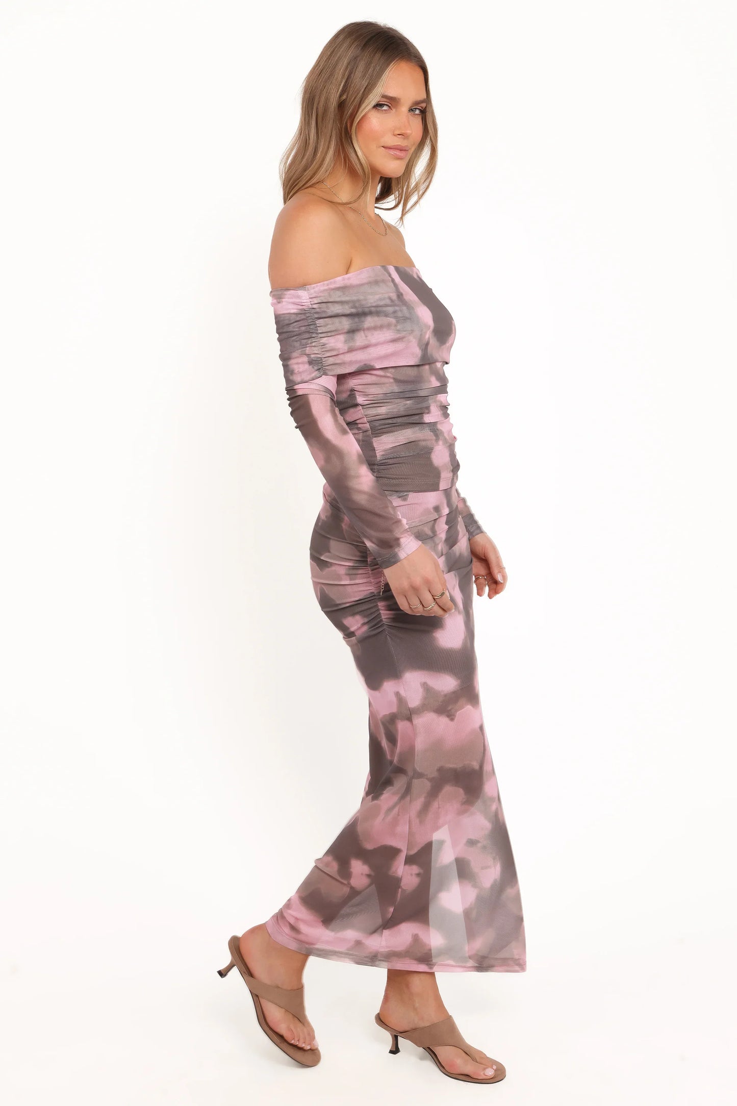 Caelira Skirt Pink Brown Print