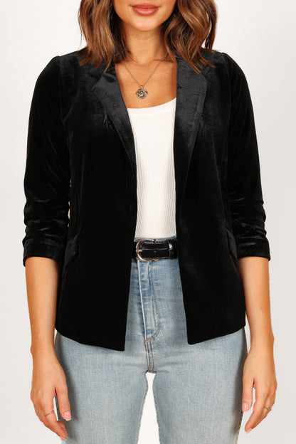 Vera Velvet Blazer Black