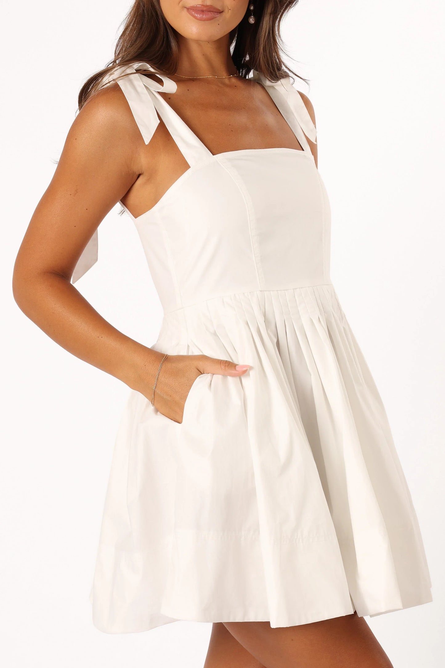 Clea Mini Tie Dress White