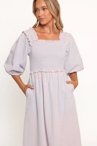 Lille Midi Dress Blue Gingham