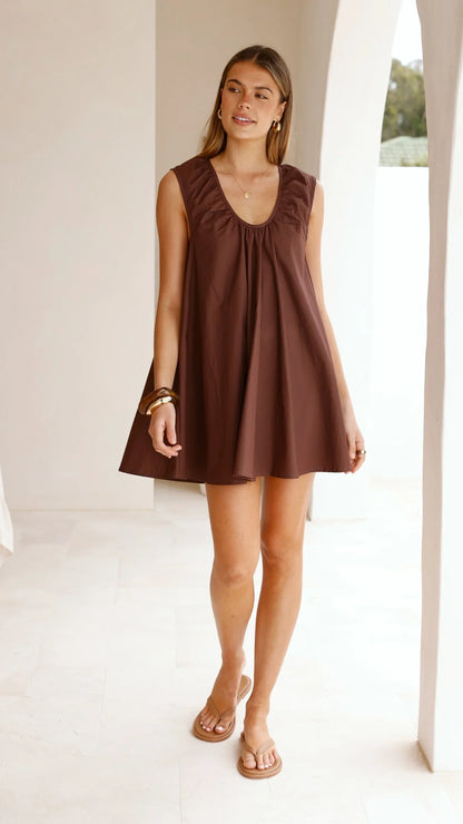 Vanessa Oversized Mini Dress Chocolate