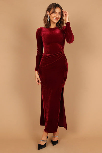 Sarine Long Sleeve Maxi Dress Wine