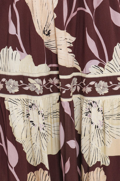 Leonor Maxi Dress Yellow Brown Floral