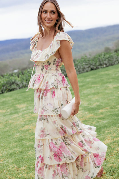 Belle Maxi Dress Yellow Floral