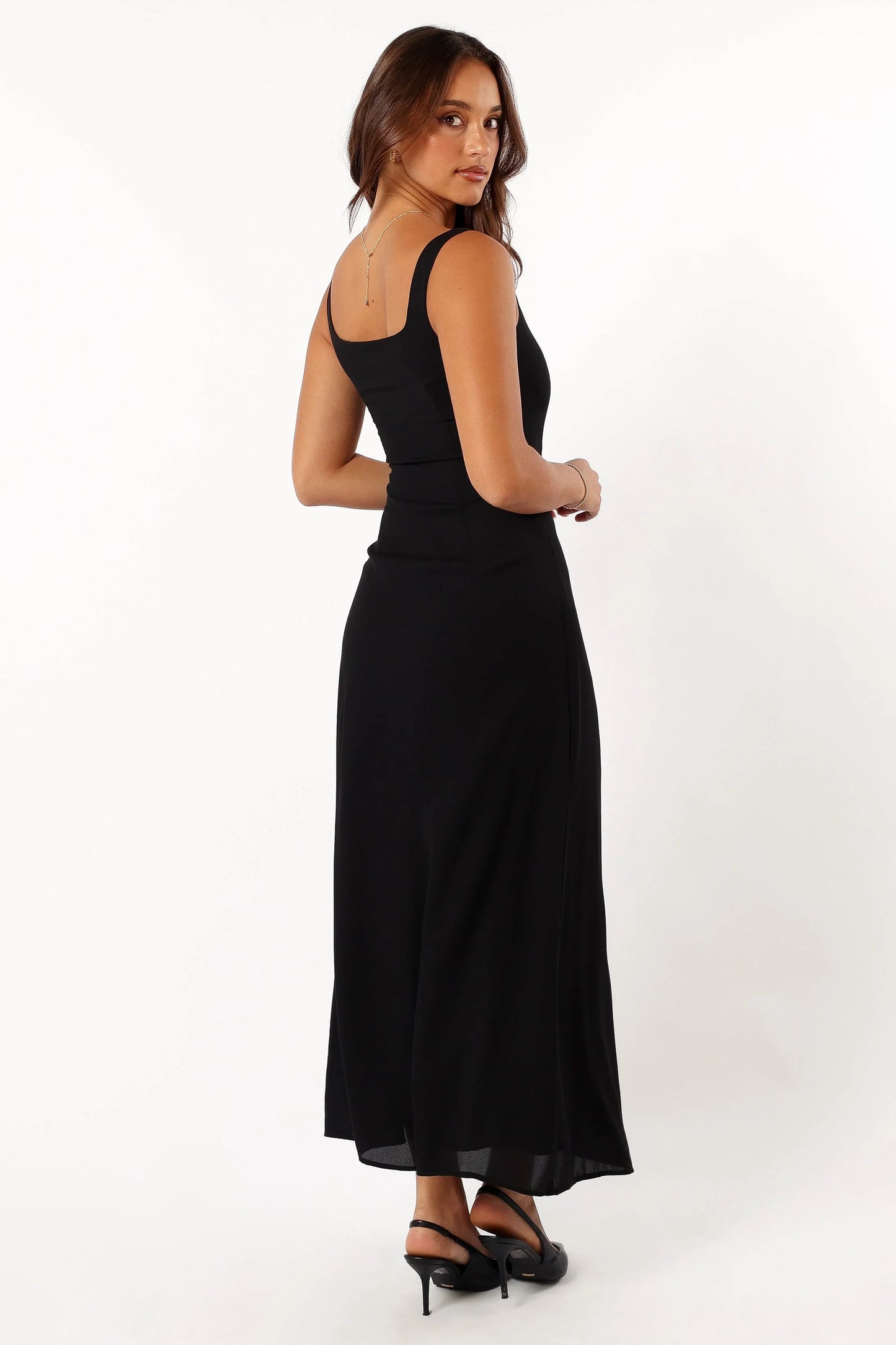Nadea Faux Wrap Maxi Dress Black