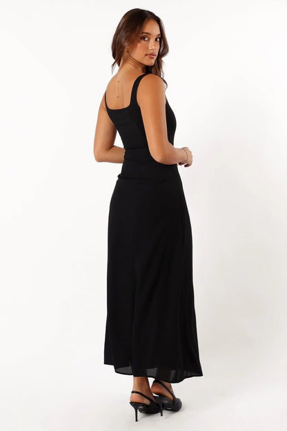 Nadea Faux Wrap Maxi Dress Black