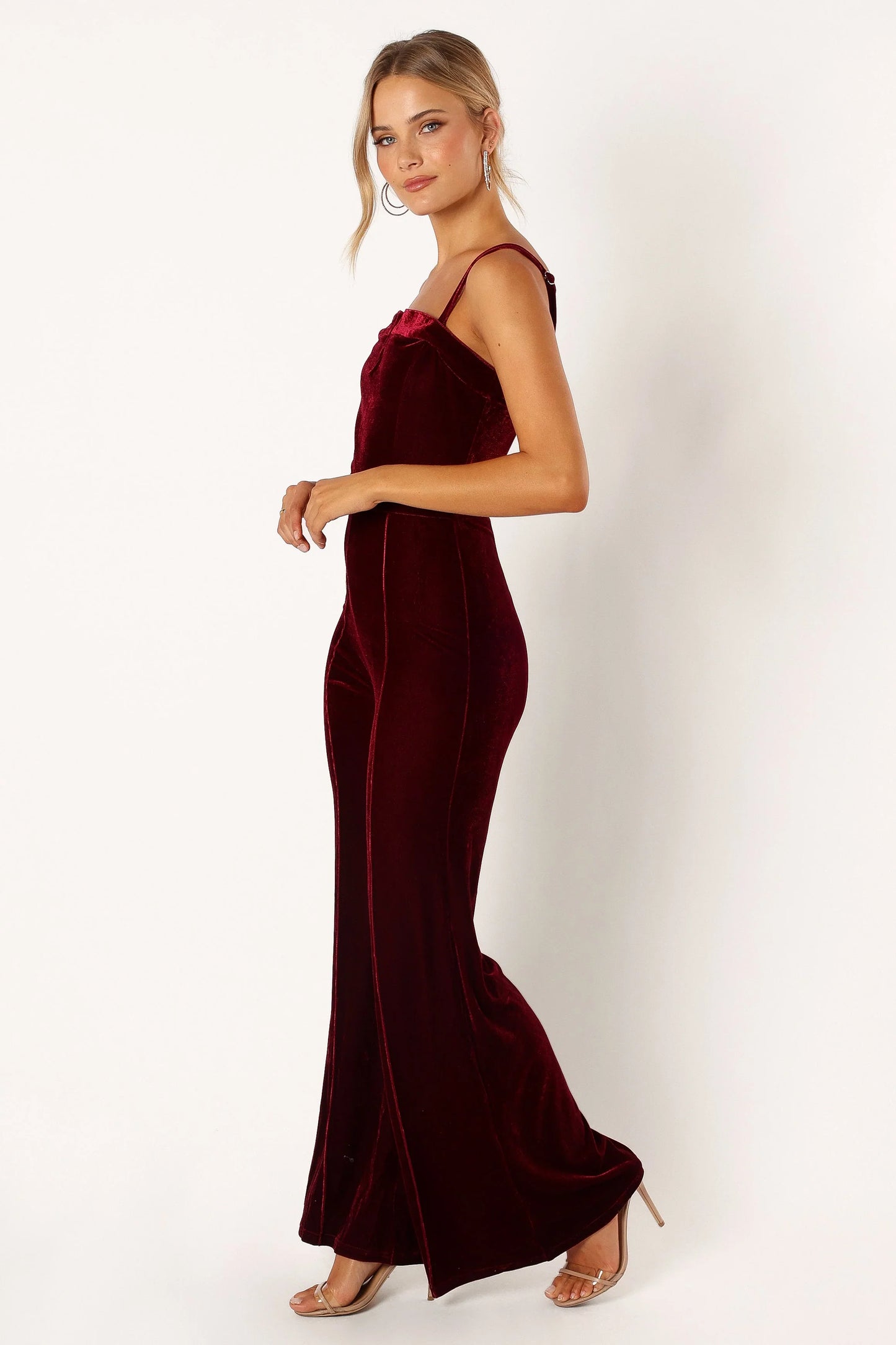 Lexie Velvet Jumpsuit Burgundy