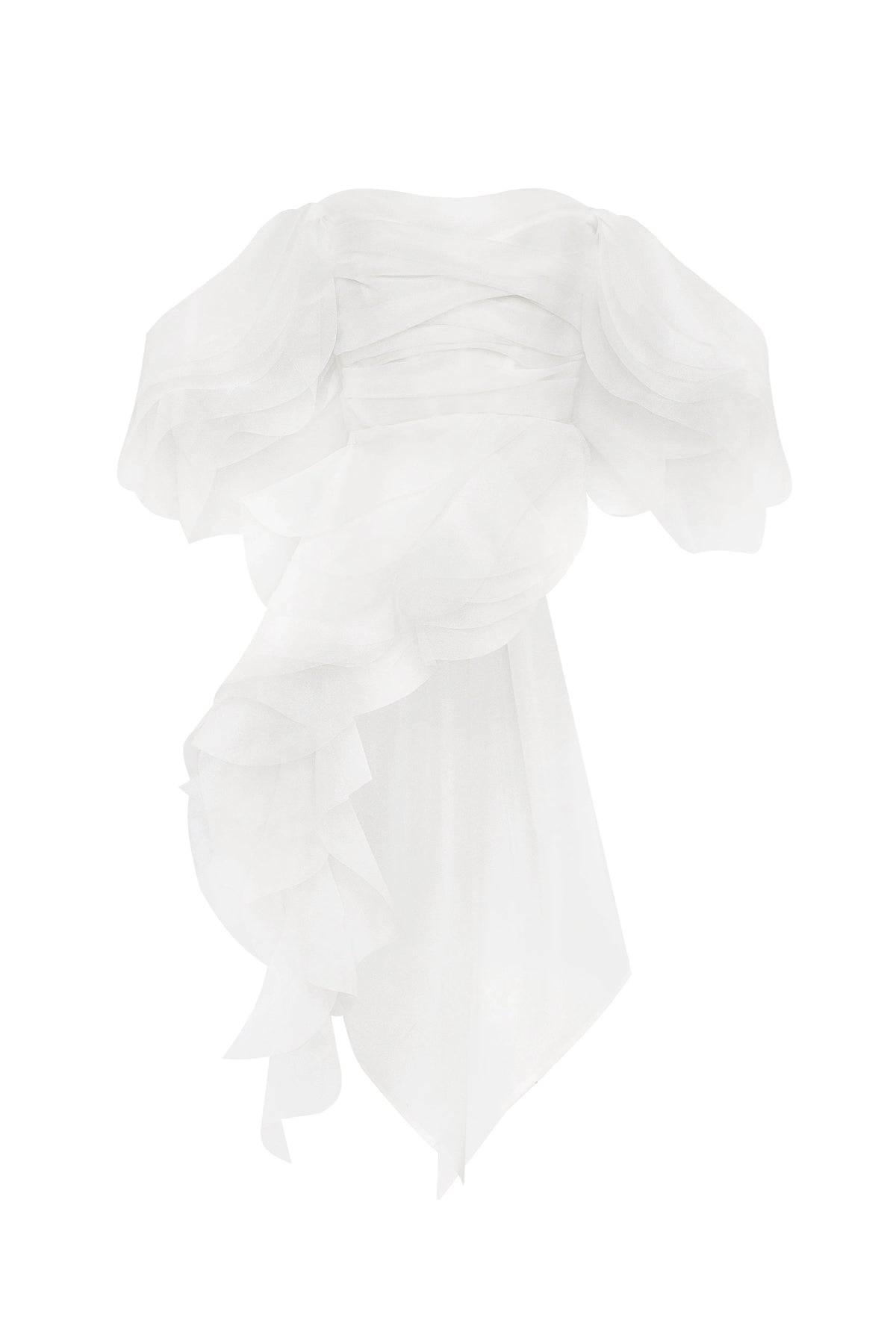 Dreamy blouse with meringue flounces in white Midnight Walk